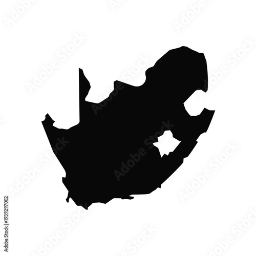 Black silhouette of south africa map with white hole in the center