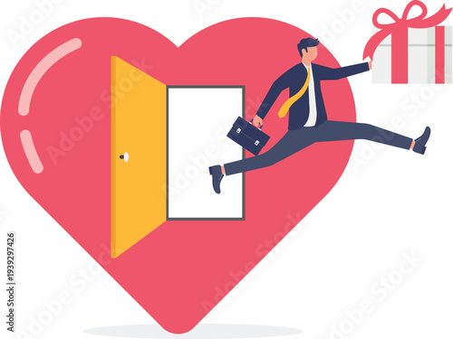 Professional Jumping Out of Heart with Gift