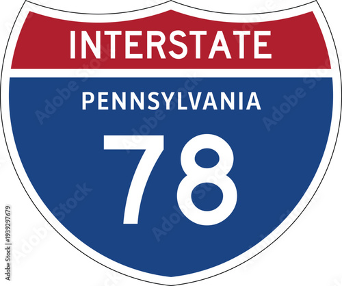 Interstate 78 Pennsylvania I-78 US Interstate Highway Route Shield Badge Vector