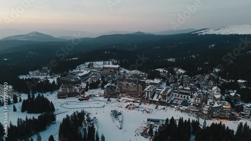 Exploring Kopaonik in Raška District of Serbia during winter activities and beautiful landscapes at sunset