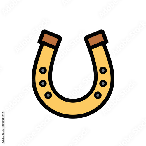 Golden horseshoe with nail holes, good luck symbol