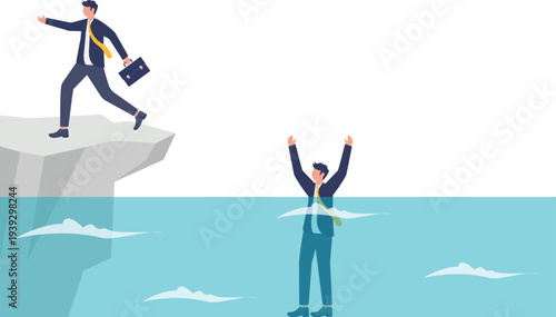 Giant Hand Saving Professional from Drowning