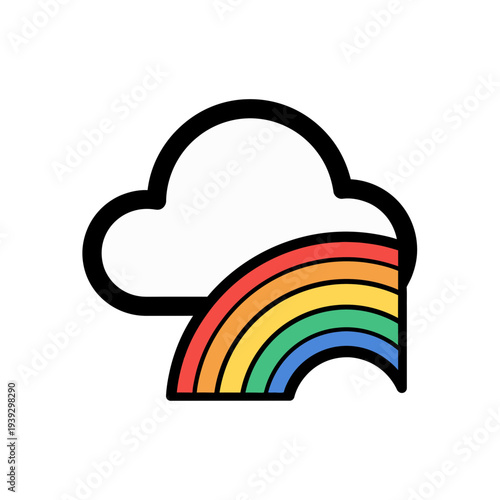 Rainbow cloud icon illustration