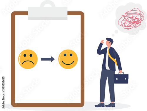 Businessman Analyzing Customer Sentiment Shift