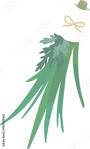 端午の節句の軒菖蒲（菖蒲と蓬）フラットなベクターイラスト 日本の伝統行事素材　Shobu and Mugwort Bundle for Tango no Sekku, Flat Vector Illustration