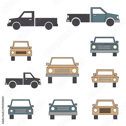 Set of Simple Jeeps and Trucks