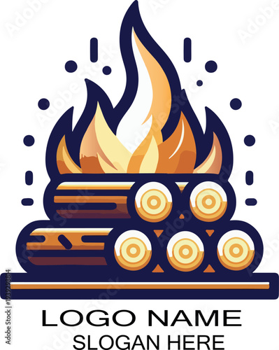cozy fireplace logo icon vector white background