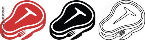 Raw Meat Steak Food Icon Set