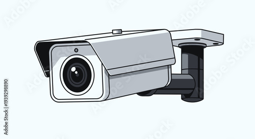 CCTV Security Camera Illustration on Bracket.