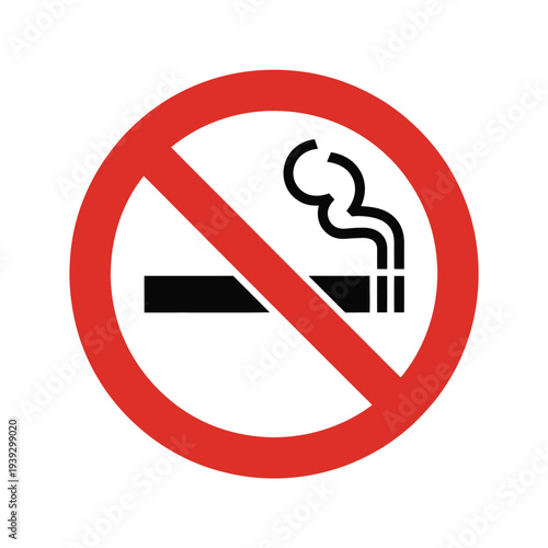 Red circle with diagonal line over cigarette symbol 1
