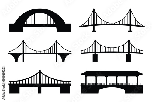 Six different types of black and white bridge structures 1