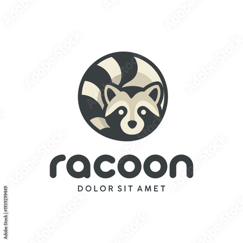This playful logo displays a friendly raccoon design with a circular background, embodying fun and curiosity while appealing to animal lovers and brands.