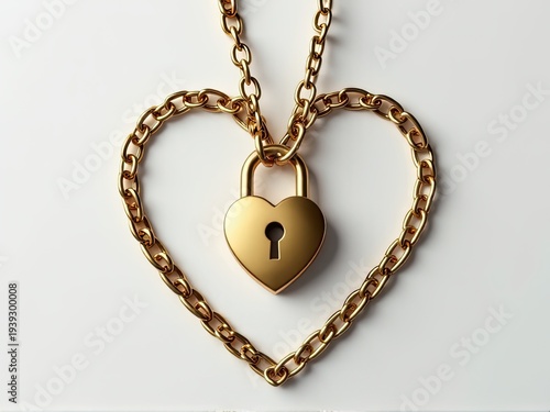 A golden heart-shaped lock on a chain, perfect for romantic gestures and symbolizing love and commitment
