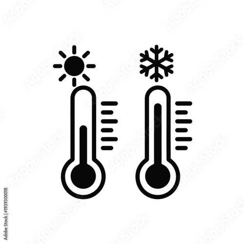 Two thermometers showing hot and cold temperatures