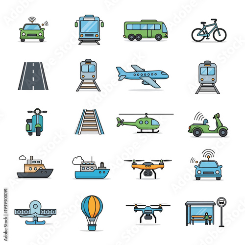 Transportation Icons Set
