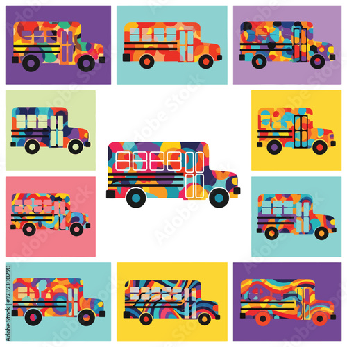 Colorful School Bus Clipart Collection