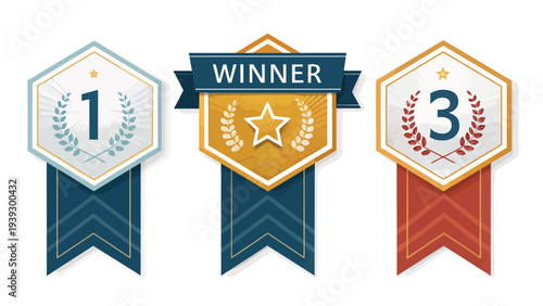 Award ribbons for ranking and achievement celebration