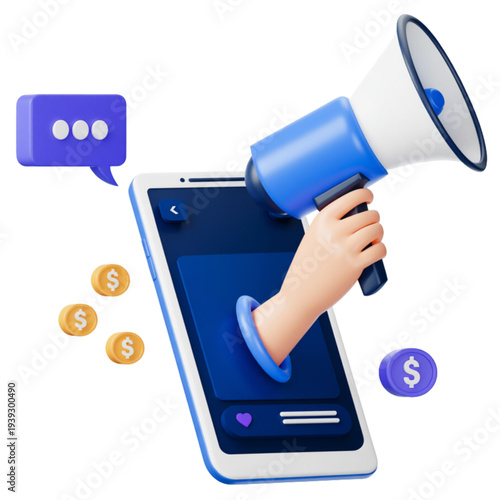 mobile phone and megaphone