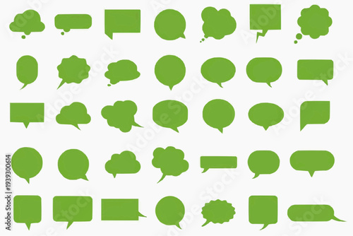 Green Speech Bubble Icons Communication Chat Symbol Set