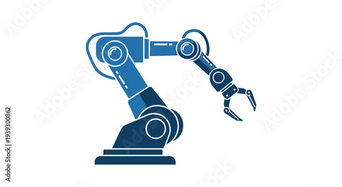 Robotic industrial arm mechanical equipment futuristic engineering technology automation manufacturing blue tones modern