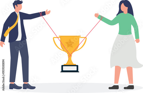 Couple Breaking Success Trophy Connection