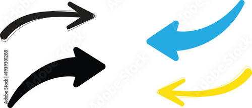 A set of three arrows pointing in different directions