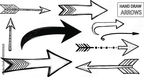 A collection of various arrows and pointers in different styles and directions