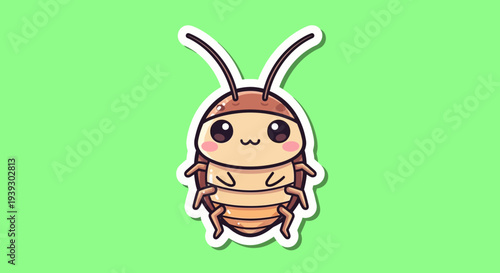 Cute Cartoon Cockroach with Smiling Face