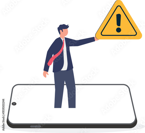 Businessman Receiving Risk Warning Alert on Phone
