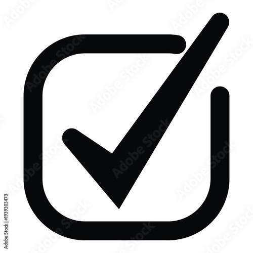 Rounded Square Checkbox Icon Set with Bold Minimalist Tick Marks Representing Success Completion Approval and Tasks for Digital User Interface Design.