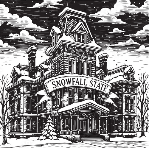 courthouse hand drawn simple sketch vector illustration