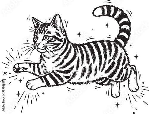 tiger hand drawn simple sketch vector illustration