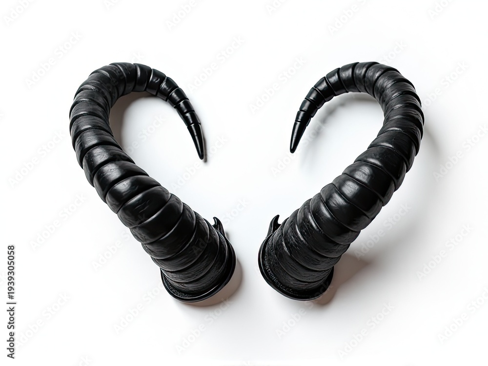 Obraz premium A pair of black horns sits alone on a white background, ready for use in various designs