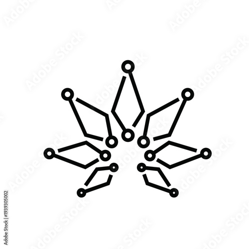 Digital Cannabis Leaf Logo with Network Connections and Circuit Board Elements