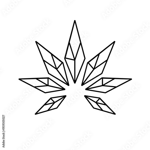 Geometric Cannabis Leaf Line Art Illustration for Modern Design and Branding