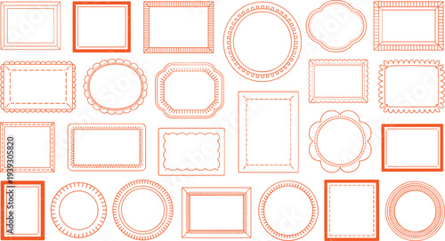 Vintage decorative frame and border collection with ornate rectangular and circular shapes, retro label templates for certificates, invitations, branding vector set