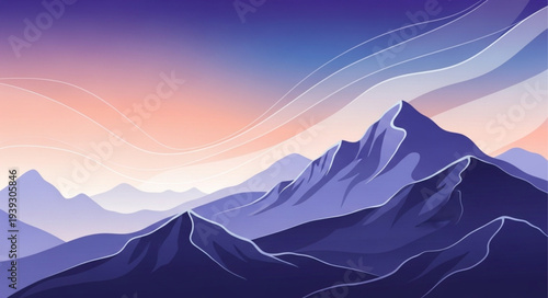 Majestic Mountain Range Under Colorful Sky.