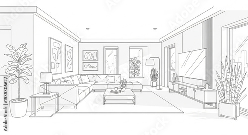 Elegant Living Room Interior with Modern Design.