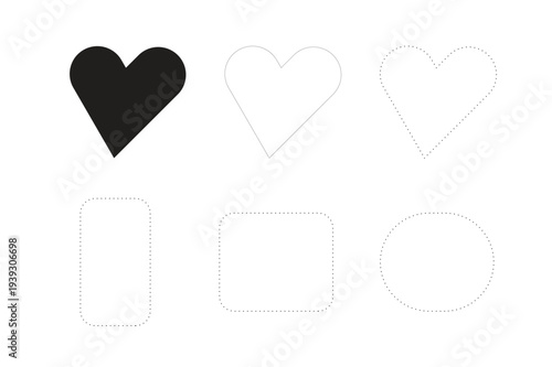 Set of heart and shape icons for graphic design and digital art  various shapes