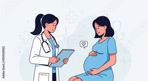 Pregnant woman consulting doctor medical checkup and pregnancy care health and wellness during pregnancy