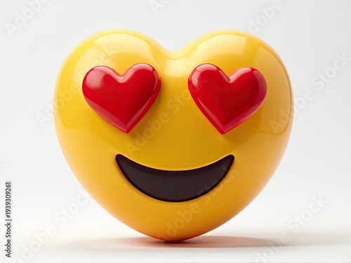 A bright yellow heart-shaped object surrounded by two smaller red hearts, great for Valentine's Day or romantic-themed designs