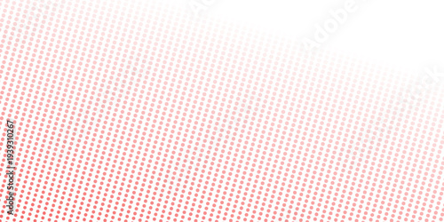 Red color halftone gradient texture. Vanishing cartoon polka dot background. Repeating dotted gradation pattern. Fading comic pop art overlay backdrop. Raster halftone effect wallpaper. Vector