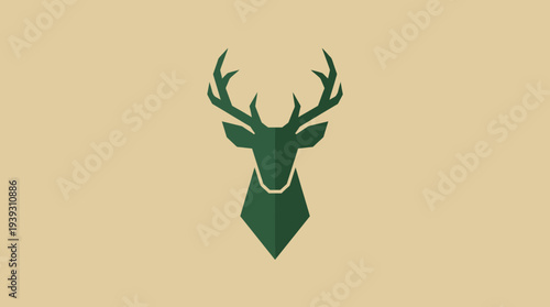 A modern, geometric deer head logo showcasing strength and elegance, perfect for nature-related brands, conservation efforts, or wildlife-focused organizations.