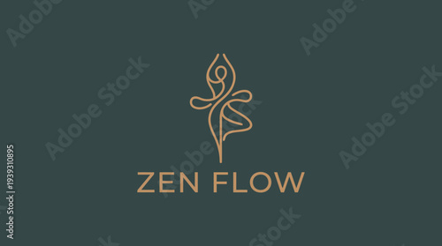 An elegant minimalist logo featuring flowing lines that signify peace and balance, perfect for wellness and mindfulness brands aiming for a serene and calming identity.
