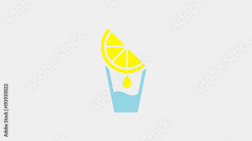 A vibrant glass of lemonade with a juicy lemon slice elegantly perched on the edge, symbolizing freshness and thirst quenching delight for a hot day.
