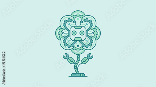 An innovative flower design that combines botanical elements with electronic circuitry, representing the fusion of nature and technology in modern art.