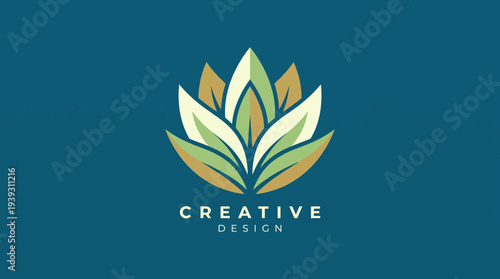 This artistic image displays a creatively designed lotus flower with leafy elements, representing growth, purity, and artistry, ideal for innovative branding and design projects.
