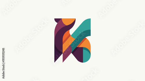 The image displays an abstract logo created with vibrant colors and fluid shapes, conveying a sense of creativity, modernity, and artistic expression with a stylish design.