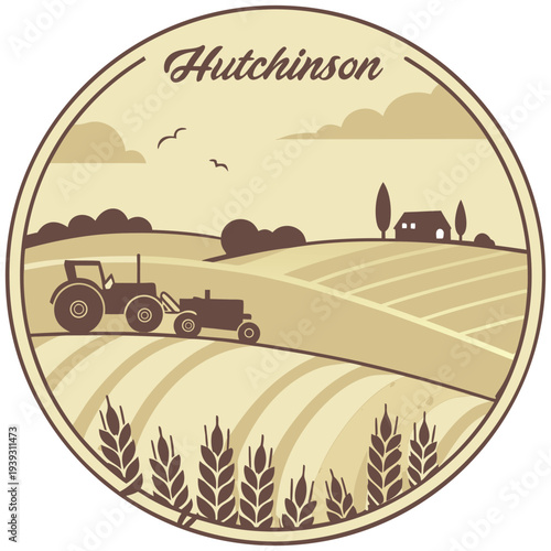 Agriculture and Farming Landscape with Tractor in Hutchinson Kansas