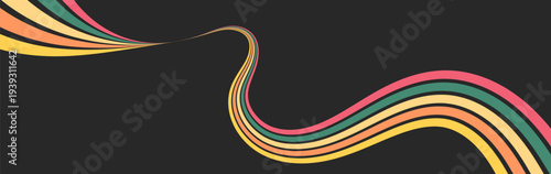 Abstract wave design with vibrant, flowing multicolored lines on a dark background